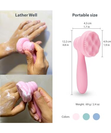 2 PC Silicone Facial Cleansing Brush Set - Exfoliating Scrubber for Sensitive Skin - Easy to Clean & Lathers Well (Pink & Green) - International Shipping Available - Buy Online on GoSupps.com