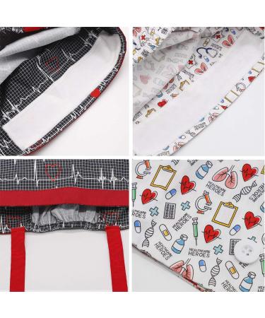 YUESUO 2 Pack Cotton Working Hats with Buttons and Sweatband - Adjustable Ponytail Pack Ribbon Tie Back Hats for Women & Men - Long Hair Head Covers - Buy Online on GoSupps.com