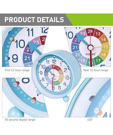 Silent Children's Alarm Clock - Digital Learning Watch for Kids Compact Night Light Travel Alarm Battery Operated - Blue - Buy Online on GoSupps.com