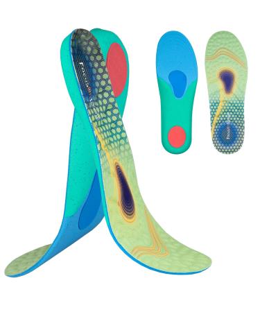 24-Hour Energy Shock Absorption Sports Shoe Insoles 2 Pairs Athletic Running Comfort Insoles for Walking Hiking Standing on Feet All-Day Breathable High Elastic Massage Insoles Relieve Achy Foot S | Men4-8 Women5-9
