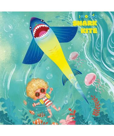 Nuoada Shark Kite for Kids and Adults - Easy-to-Fly Beginner Kite with Long Tail for Outdoor Beach Fun - Includes 270ft Kite Line and Bag - Buy Online on GoSupps.com