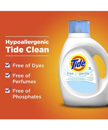 Tide Free & Gentle Liquid Laundry Detergent 64 Loads - Hypoallergenic & Gentle for Sensitive Skin | Buy Internationally - Buy Online on GoSupps.com