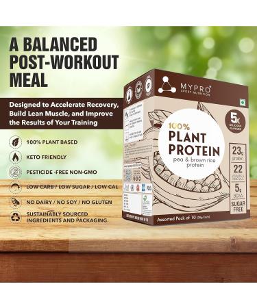 My.pro Sport Nutrition Plant Protein Powder Pea Protein Isolate & Brown Rice Vegan Protein Powder-Pack Of 10 Travel Pack 30 gm each- Chocolate Flavour - Buy Online on GoSupps.com