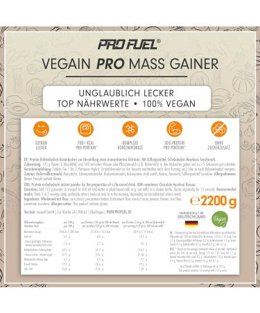 Vegan Weight Gainer Chocolate Hazelnut 2.2kg - Muscle Building Mass Gainer | Soy & Maltodextrin Free | Made in Germany - Buy Online on GoSupps.com
