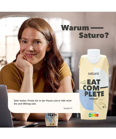 Buy Saturo Drinking Food Vanilla | Vegan Astronaut Food with Protein | 330kcal Nutrient-Rich Meal Replacement | 8 x 330ml Pack - Buy Online on GoSupps.com