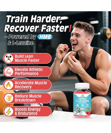 Hmb and Leucine Gummies Supplements for Men Women, 4000mg HMB & L-Leucine Amino Acid for Muscle Growth & Fast Work0ut Recovery, Non-GMO, Gluten-Free, Raspberry Flavor, 60 Count 60 Count (Pack of 1) - Buy Online on GoSupps.com