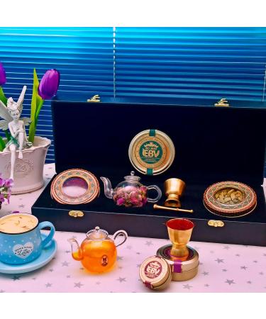 Luxurious Saffron Gift Box for Chefs: 5 Gr Grade A+ Organic Super Negin Coupe Saffron Threads Green Cardamom Rose Bud Tea Dried Saffron Teapot Small Brass Mortar and Pestle (Black Leather Box) - Buy Online on GoSupps.com
