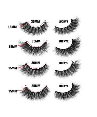 SY LASHES 15mm 3D Real Mink Cat Eye False Eyelashes - Lucky 4 Pairs - Buy Online on GoSupps.com