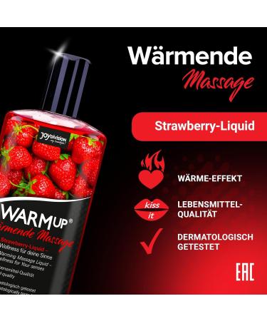 JoyDivision WarmUp Massage Oil Strawberry 150ml | Warming Massage Oil with Strawberry Fragrance & Taste | Heat Effect | Premium Massage Liquid - Buy Online on GoSupps.com