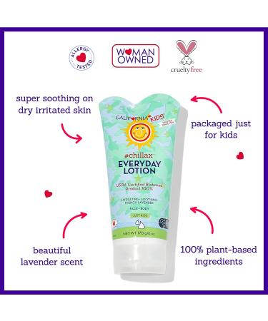 California Kids Chillax Lotion - 100% Plant-Based Lavender Lotion for Dry Sensitive Skin | Hypoallergenic Skin Care for Kids | 170g - Buy Online on GoSupps.com