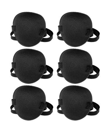 6 Pieces 3D Eye Patch Single Eye Mask Comfortable Soft Kids Lazy Pirate Eye Patches with Buckle Adjustable Eye Patches for Adults and Children, Black (Black Pattern)