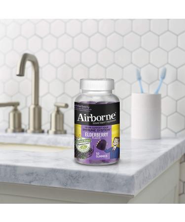 Airborne Elderberry + Zinc Immune Support Gummies - 50ct Elderberry Flavor - Buy Online on GoSupps.com