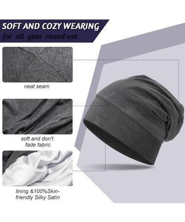 Geyoga 4 Pcs Adjustable Satin Lined Sleep Cap | Men Women Sleep Bonnet Hair Cover - Buy Online on GoSupps.com