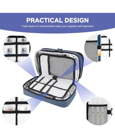 Brynnl Insulin Cooler Travel Case Double-Layer Diabetic Supplies Bag - Blue - Buy Online on GoSupps.com