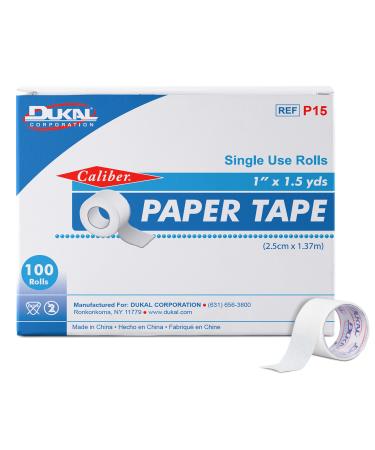 Dukal Caliber Single Use Paper Tape Non-Sterile 1 W x 1.5 yd. L (100 Boxes of 5) (Pack of 500)