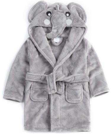 Bamu Baby Town Unisex Bathrobe for Boys & Girls - Soft Plush Fleece with Hood | Sizes 6-24 Months & 2-6 Years | Elephant Gray - Buy Online on GoSupps.com