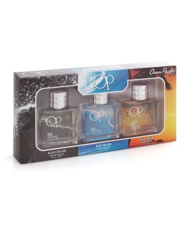 Ocean Pacific Men's 3 Piece Fragrance Gift Collection, Assorted, 1 Fl Oz, (Pack of 3)