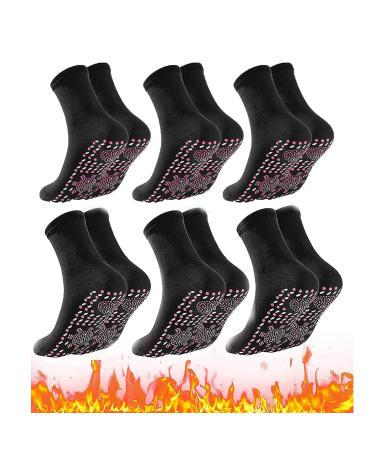 Afiz Tourmaline Slimming Health Sock Magnetic Self-Heating Socks Foot Massage Thermotherapeutic Sock (Black 6PCS)