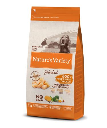 Nature's Variety Selected - Dry Dog Food for Medium and Large Breed Adult Dogs - Grain Free - with Deboned Free-Range Chicken - 2kg