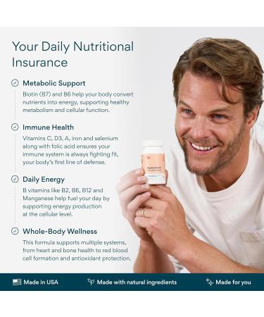 Bettervits Multivitamin for Women & Men | Womens Daily Multivitamin with 13 Essential Vitamins Iron Iodine Calcium and Biotin | Vitamins A K2 D3 C B1 B2 B3 B5 B6 B7 B9 B12 | 60 Capsules - Buy Online on GoSupps.com