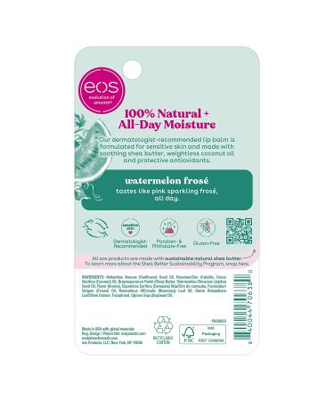 EOS Watermelon Fros Natural Lip Balm 0.14 oz - Dermatologist Recommended, Sensitive Skin, All-Day Moisture - Buy Online on GoSupps.com