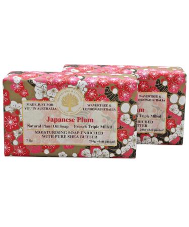 Wavertree & London Japanese Plum (2 Bars)  7oz Moisturizing Natural Soap Bar  French -Milled and enriched with Shea Butter