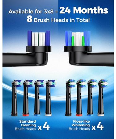 Rotating Electric Toothbrush for Adults | 4 Modes Deep Clean with 8 Brush Heads | Rechargeable Power and Smart Timer | Lasts 25 Days | 1-Black - Buy Online on GoSupps.com