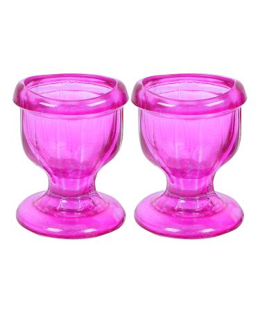 WHOLELIFEOBJECTS Glass Eye Wash Cup with Engineering Design to Fit Eyes for Effective Eye Cleansing - Eye Shaped Rim  Snug Fit Set of 2 (Pink)