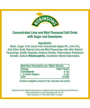  Robinsons Robinsons 8 x Fruit Corals Crushed Lime & Mint 500 ml - Buy Online on GoSupps.com