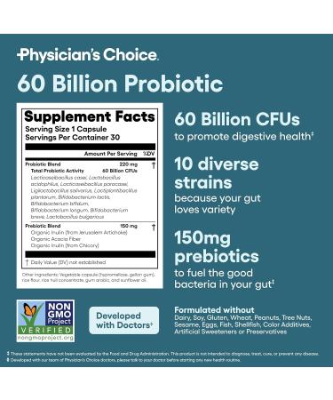 Physician's CHOICE Advanced Gut Health Bundle: 60 Billion Probiotics 30ct + Digestive Enzymes 60ct for Digestive Gut and Immune Health Supports Occasional Constipation Diarrhea Gas and Bloating Standard-Probiotic-Enzyme Bundle - Buy Online on GoSupps.com
