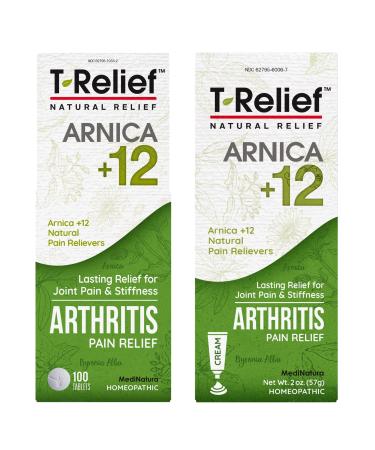 MediNatura T-Relief Arnica +12 Natural Arthritis Pain Relief 100ct Tablets T-Relief Arthritis Pain Relief 2oz Cream Bundle - Buy Online on GoSupps.com