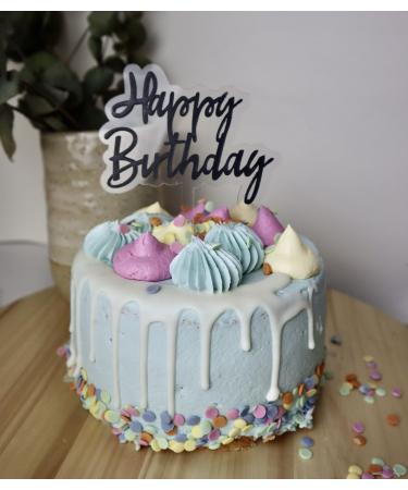 Cake Topper (Happy Birthday Black) Happy Birthday cake topper Black