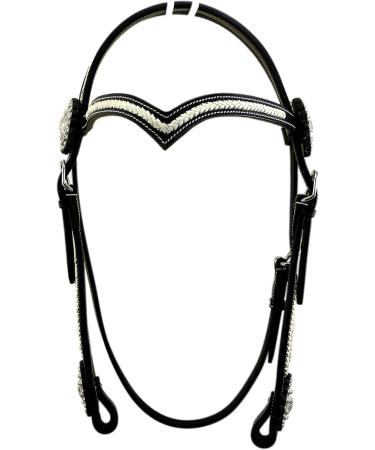 Thor Equine Miles Western Bridle - V-Shaped Black Cob Headstall with Rawhide & Concha for International Shipping - Buy Online on GoSupps.com