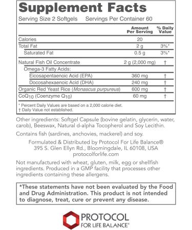 Protocol Cardio Tri-Plex - Red Yeast Rice CoQ10 Omega-3 Fish Oil - 120 Softgels - Buy Online on GoSupps.com