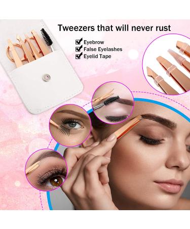 6-Piece Eyebrow Tweezers Set with Curved Scissors, Brush, Stainless Steel Remover Tools in Storage Case - Daily Beauty Kit for Women and Girls - Buy Online on GoSupps.com