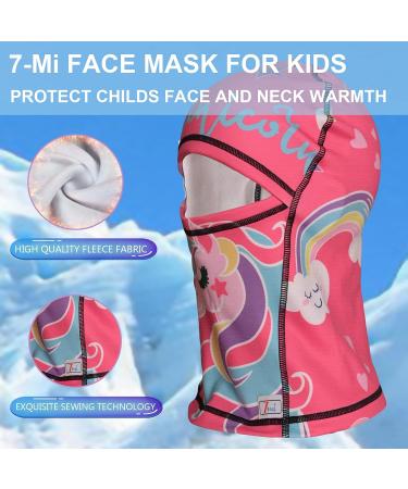 7-Mi Kids Balaclava Ski Mask | Windproof Winter Gear for Boys & Girls (Ages 6-12) - Cold Weather Sports Skiing & Cycling - Pink - Buy Online on GoSupps.com
