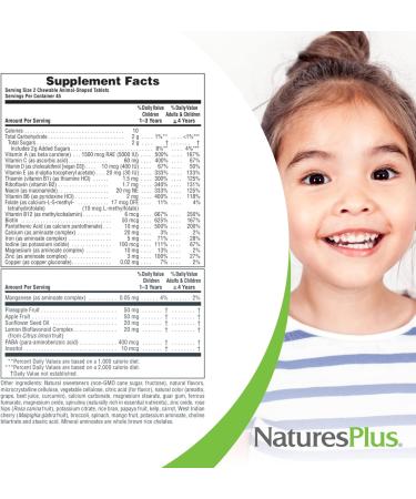 Natures Plus Animal Parade Children's Chewable Multivitamin - 90 Vegan Tablets Natural Flavors Gluten Free - Pack of 2 for Healthy Kids - International Shipping Available - Buy Online on GoSupps.com