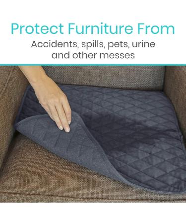 Premium Sures Chair Incontinence Pad - Waterproof Absorbent Seat Cover for Recliners - 22x21 Gray Protector for Men, Women, and Pets - Reusable Leakproof Lining for Spills, Urine, Fluids - Buy Online on GoSupps.com