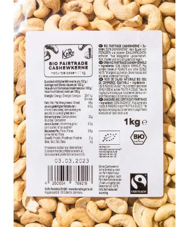 KoRo - Organic Fairtrade Cashew Nuts 1 kg - Buy Online on GoSupps.com