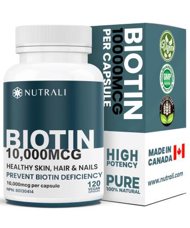 Extra Strength Biotin 10000mcg Biotin for Hair Growth Lush Hair Glowing Skin & Strong Nails Ideal for Women & Men Non-GMO Vegan Gluten-Free. 120 Capsules 120 count (Pack of 1)