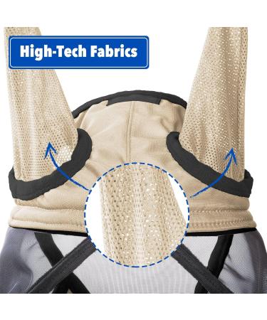 Harrison Howard Caremaster Pro Long Nose Fly Mask with Ears - UV Protection for Horses | Light Champagne - Buy Online on GoSupps.com