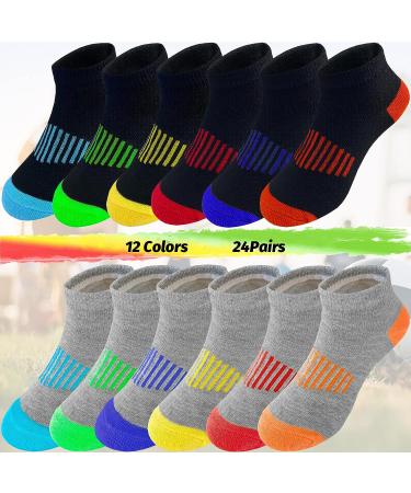 TSmollyu Boys 24 Pack Cotton Low Cut Athletic Socks - Ages 7-10 - Multicolor #3 - Buy Online on GoSupps.com
