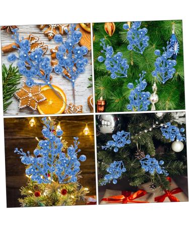 HOMSFOU 24 Pcs Christmas Imitation Berries Christmas Berries Picks Artificial Berry Twig Stem Gold Floral Picks Glitter Holly Berry Stem Xmas Red Fruit Home Decor Household Ribbon Foam Bluex2pcs 19X5X5CMx2pcs - Buy Online on GoSupps.com