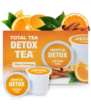 Total Tea Detox K Cup Tea Caffeine Free  Slimming Tea with Senna Slim Tea with Ginger Root and Hibiscus Tea for Colon Cleanse and Weight L0SS   Natural Citrus Cinnamon Herbal Tea for Digestion(12 Pods)