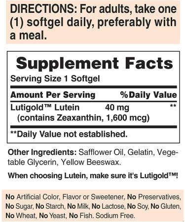 Puritan's Pride Lutein 40mg with Zeaxanthin for Eye Health - 240 Capsules (2 Pack) - Buy Online on GoSupps.com
