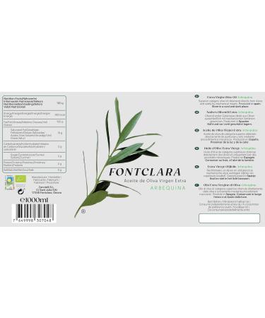 Fontclara | Extra Virgin Olive Oil Arbequina Variety 1L | Premium Gourmet Oil | Cold Pressed & Hand Harvested | Fruity Flavor | Suitable for Frying Baking & Cooking | 1L x 1 - Buy Online on GoSupps.com