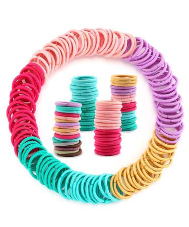 200PCS Baby Toddler Hair Ties, Multicolor Elastic Hair Ties, No Crease Hair Elastics Small Ponytail Holders Hair Ties for Kids Girls A2