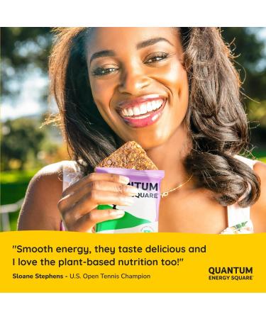 QUANTUM Energy Square | Organic Caffeinated Protein Bars | Plant Based, Gluten-Free, Vegan | 10g Protein | MCT Oil | Healthy Breakfast Snacks | Non-GMO | Dairy & Soy Free | 8 Pack Variety - Buy Online on GoSupps.com