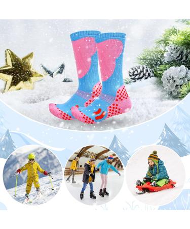 Lymaha Kids Ski Socks - Thick Reinforced Knee Socks for Boys & Girls Winter Sports 9-10 Years - Perfect for Skiing & Snowboarding Pink - Buy Online on GoSupps.com