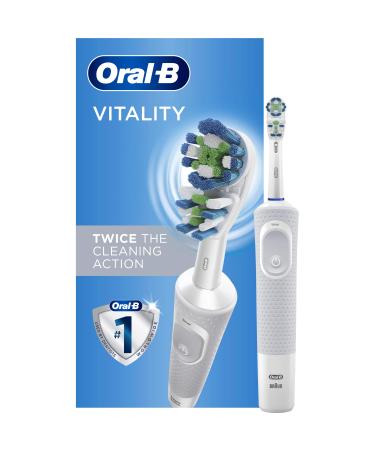 Oral-B Vitality Dual Clean Electric Toothbrush, White, 1 Count Electric Toothbrush + 1 Replacement Brush Head White